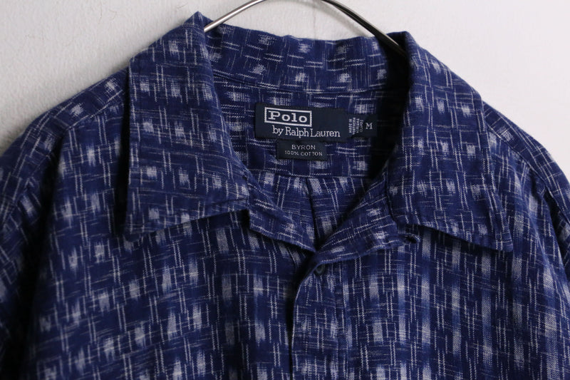 “Polo by RL” Indigo blue 絣  pattern s/s polo