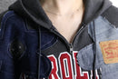 "Re:make" denim flower zip hoodie