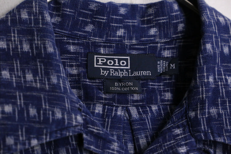 “Polo by RL” Indigo blue 絣  pattern s/s polo