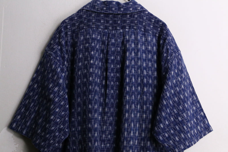 “Polo by RL” Indigo blue 絣  pattern s/s polo