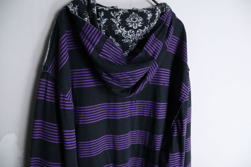 black × purple border design hoodie