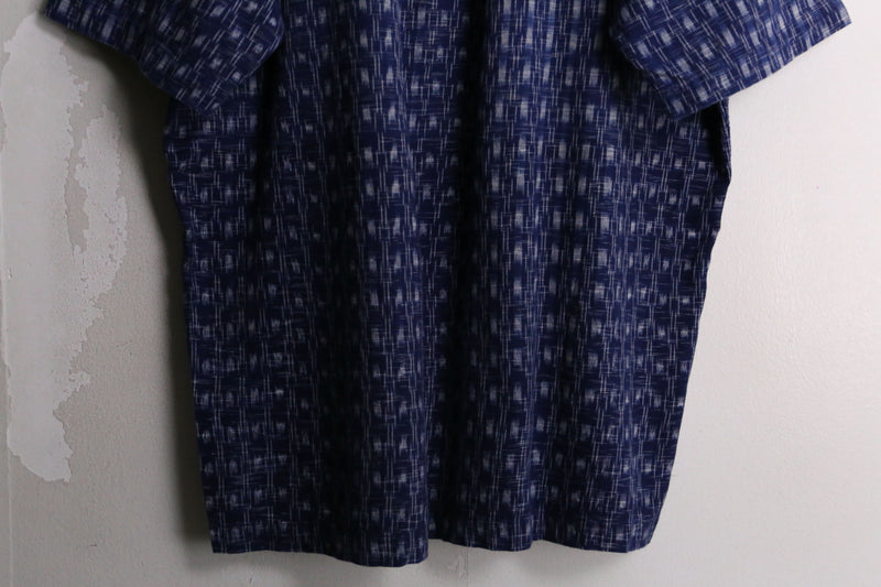 “Polo by RL” Indigo blue 絣  pattern s/s polo