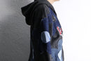 "Re:make" denim flower zip hoodie