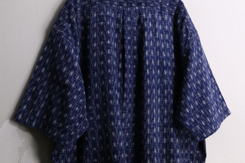 “Polo by RL” Indigo blue 絣  pattern s/s polo