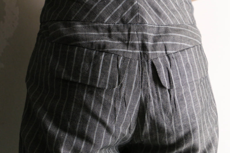 grey color striped design flare pants