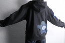 "Re:make" denim flower zip hoodie