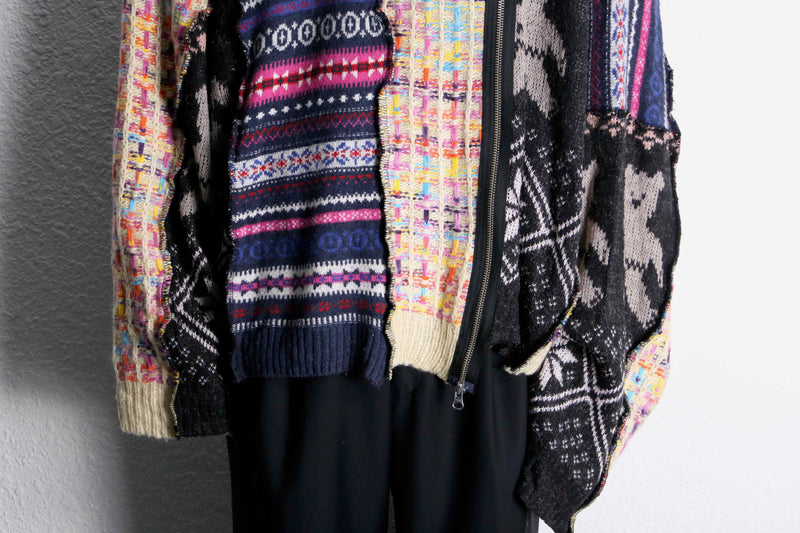 mulch design patchwork zip up knit