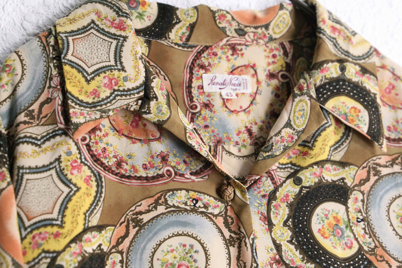 total pattern open collar poly shirt