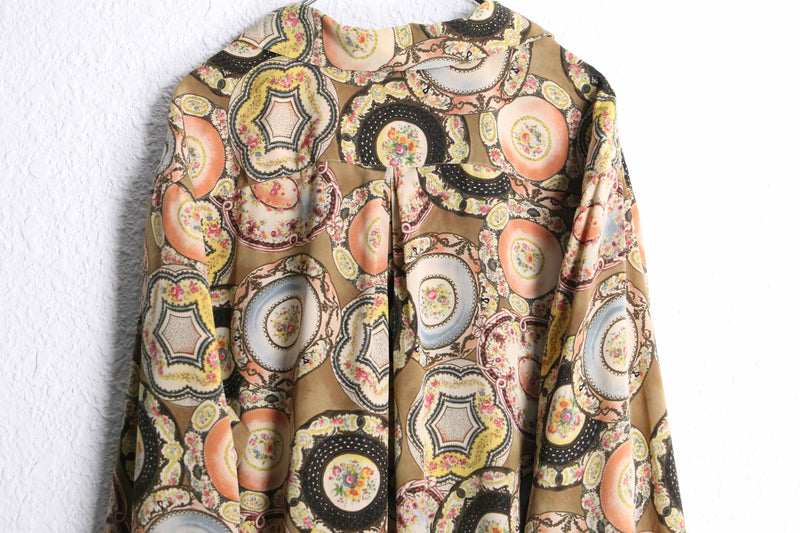 total pattern open collar poly shirt