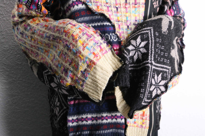 mulch design patchwork zip up knit