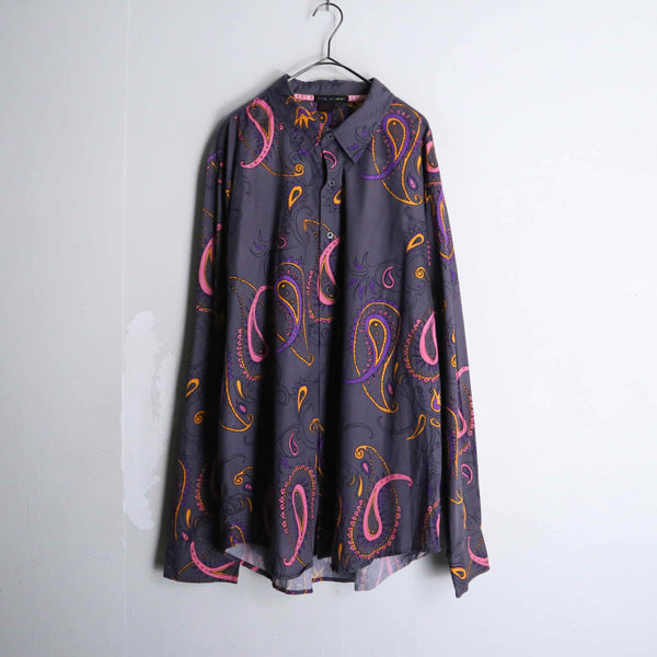 paisley pattern purple base long shirt