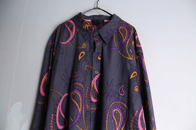 paisley pattern purple base long shirt