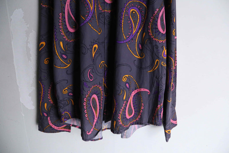 paisley pattern purple base long shirt