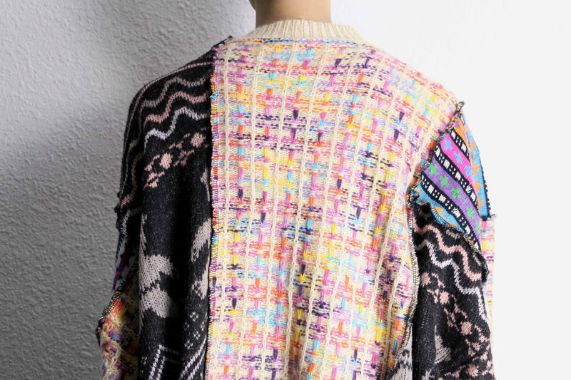 mulch design patchwork zip up knit