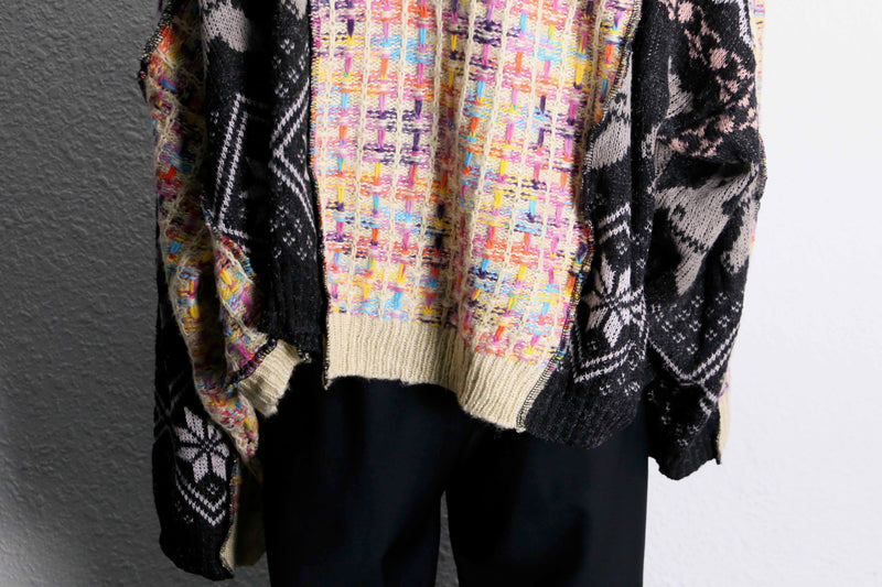 mulch design patchwork zip up knit