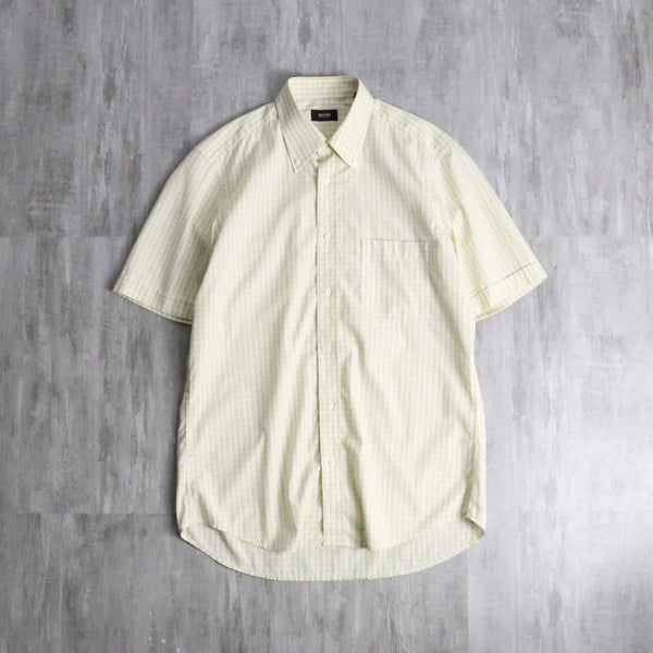 "HUGO BOSS" yellow tone check S/S shirt
