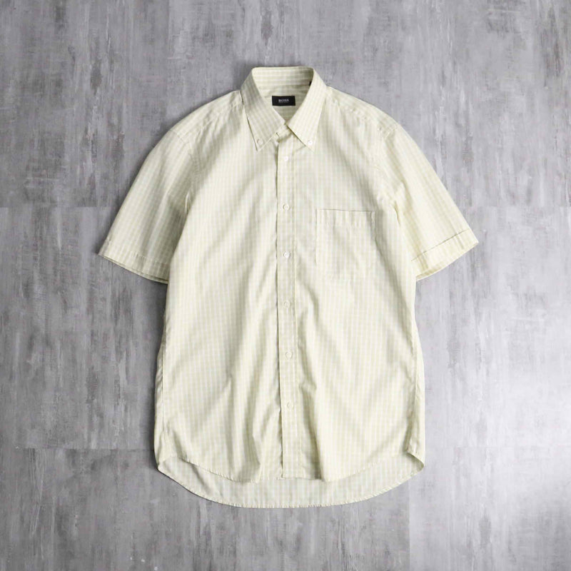 "HUGO BOSS" yellow tone check S/S shirt