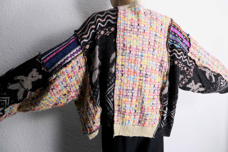 mulch design patchwork zip up knit