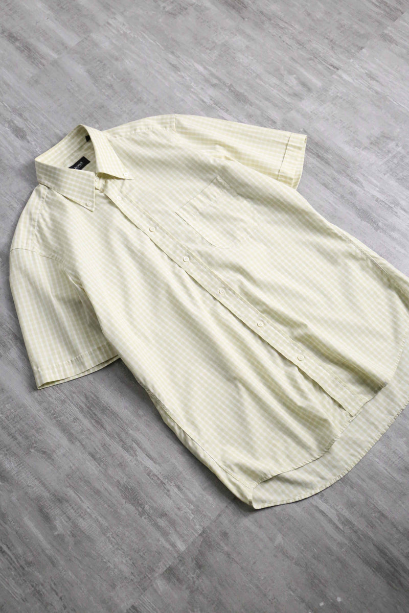 "HUGO BOSS" yellow tone check S/S shirt