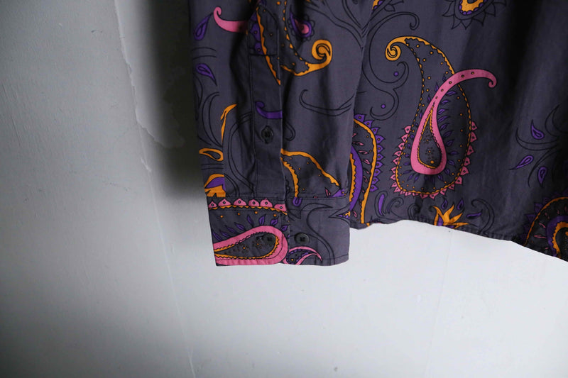 paisley pattern purple base long shirt