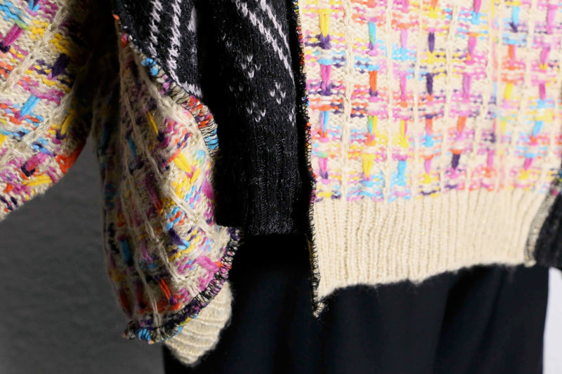 mulch design patchwork zip up knit