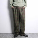 green × bordeaux check trousers