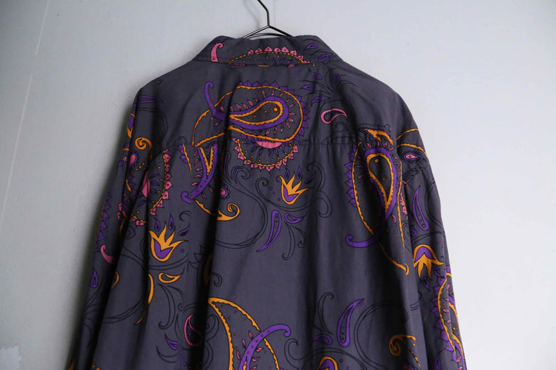 paisley pattern purple base long shirt