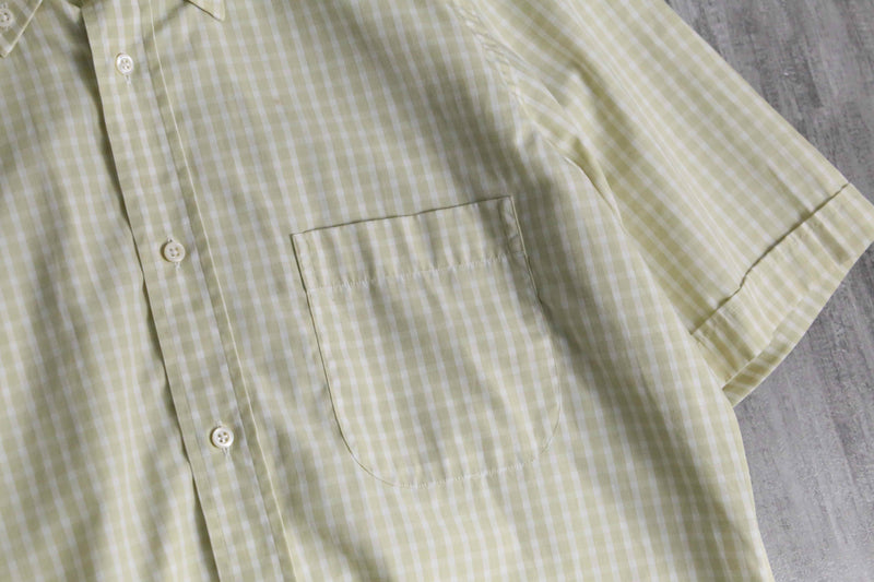 "HUGO BOSS" yellow tone check S/S shirt