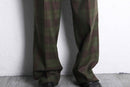 green × bordeaux check trousers