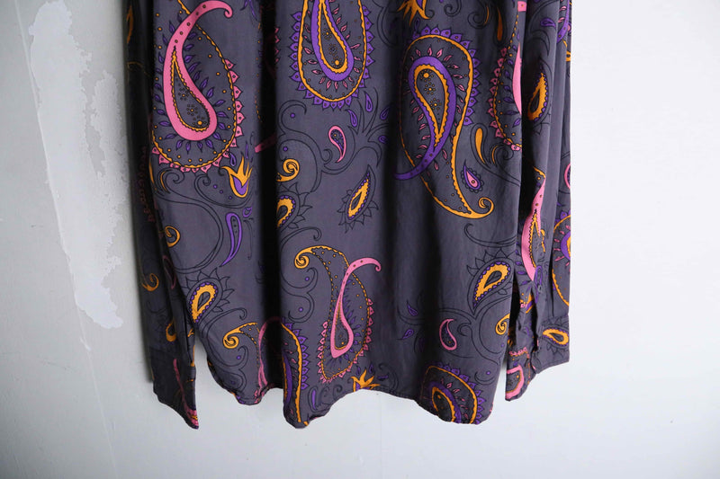 paisley pattern purple base long shirt