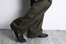 green × bordeaux check trousers