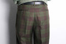 green × bordeaux check trousers