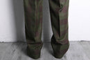 green × bordeaux check trousers