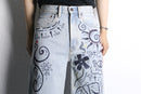 "Re:make" hand drawing wide denim