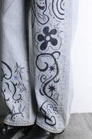 "Re:make" hand drawing wide denim