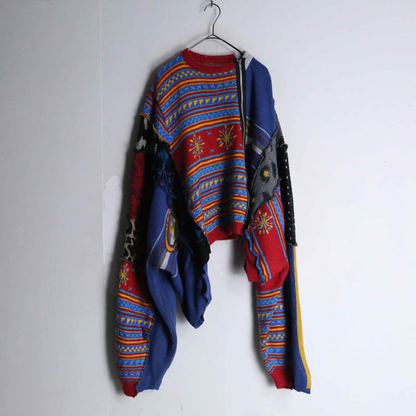 "Re:make" multicolor riders zip-up knit