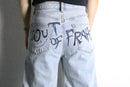 "Re:make" hand drawing wide denim