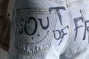 "Re:make" hand drawing wide denim