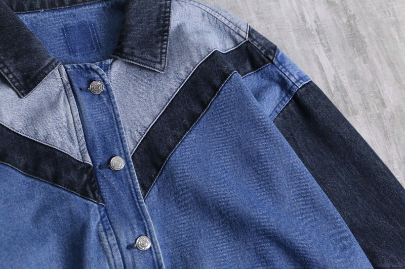 different tone patchwork denim blouson