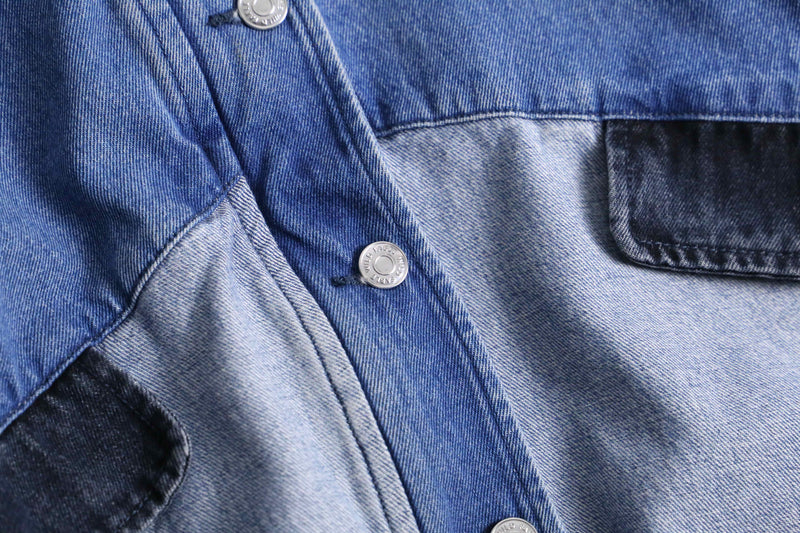 different tone patchwork denim blouson