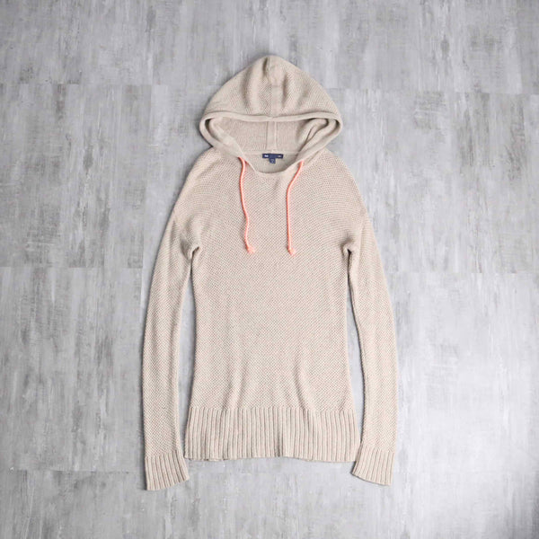 beige slim knit hoodie