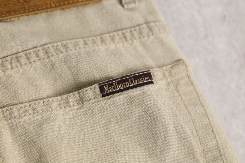 "Marlboro"beige straight pants