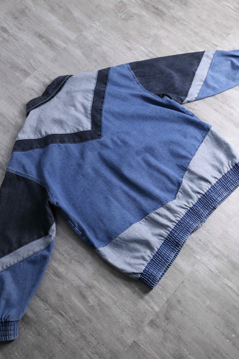 different tone patchwork denim blouson