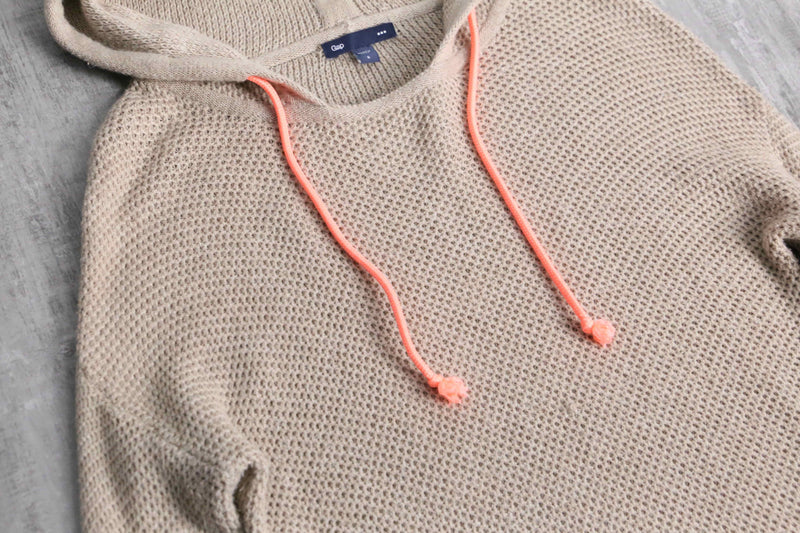 beige slim knit hoodie