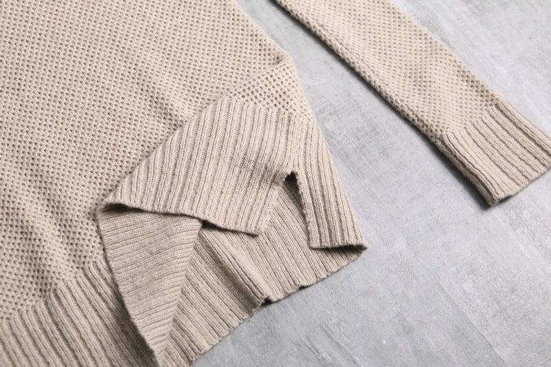beige slim knit hoodie