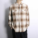 cotton rayon check pattern shirt