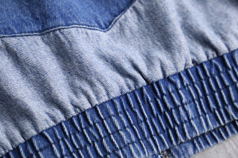 different tone patchwork denim blouson