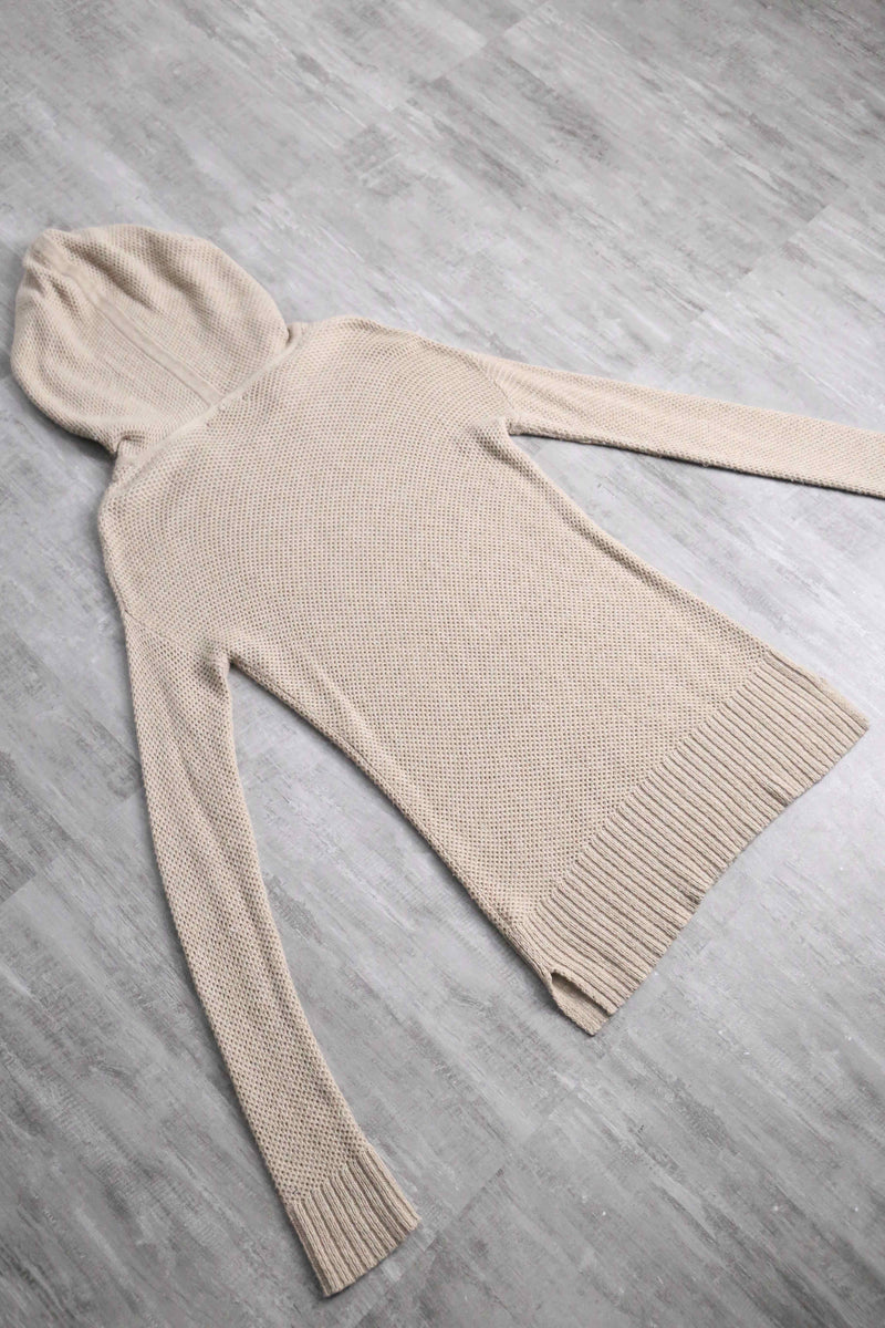 beige slim knit hoodie