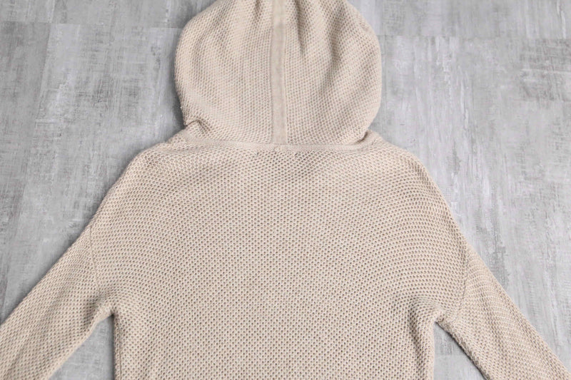 beige slim knit hoodie