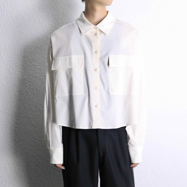white 2P short length L/S shirt